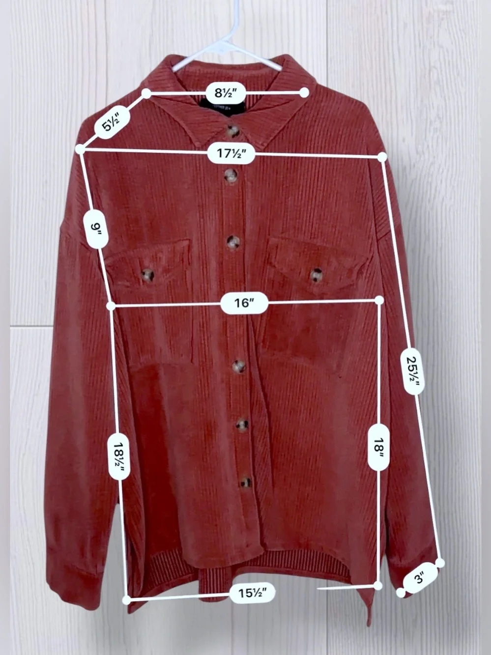 FOREVER 21+ Women’s Plus Size Dusty Rose Corduroy Button-Front Shirt Jacket - Picture 9 of 11